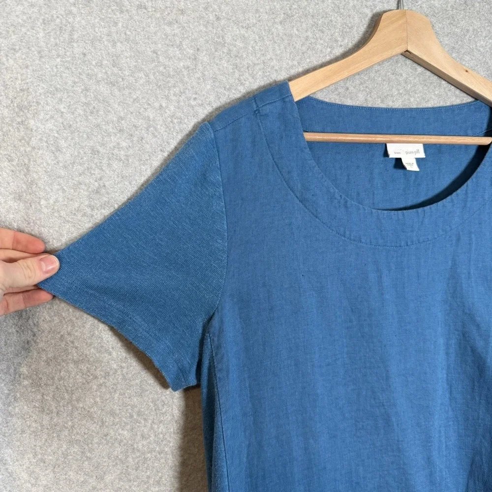 J. Jill Pure Jill Linen Dress Womens Large Blue Midi/maxi - Picture 2 of 8